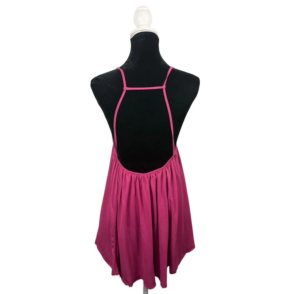 Free People Intimately Magenta Pink Strappy Back Babydoll Cami Tank Top Large